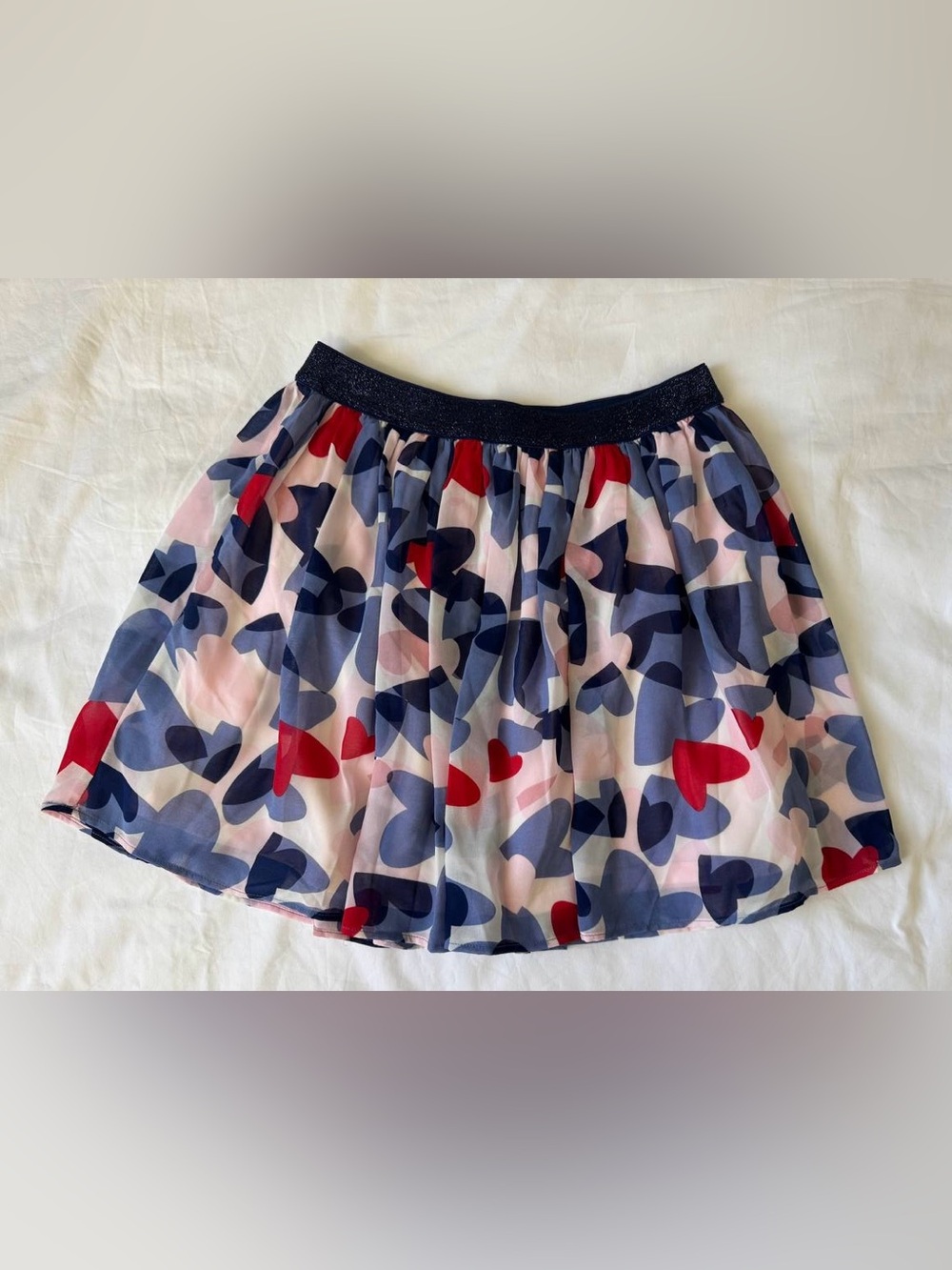 NWT Kate Spade New York Girl's Size 14 Dressy Skirt Blue Pink Hearts Lined